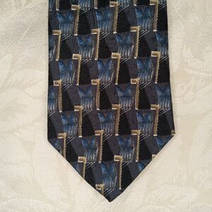 Vintage Barrington Silk Tie Mens Retro Abstract Geometric 3D Block Art Deco 58x4